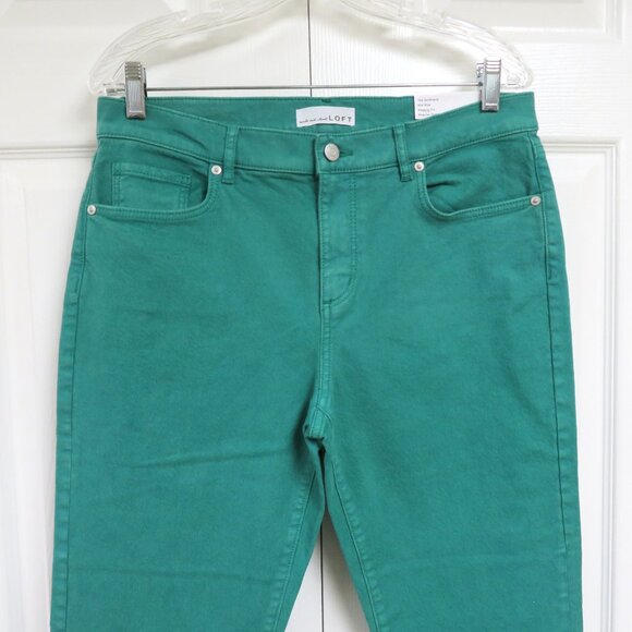 LOFT 8/29 The Girlfriend Ankle Jean Green Solid - Picture 2 of 6
